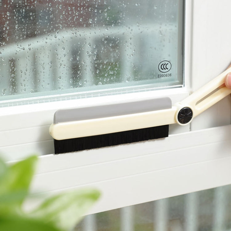 Household Multifunctional Crevice Brush Bathroom Long Handled Groove Cleaning Brush(Milk Yellow) by buy2fix