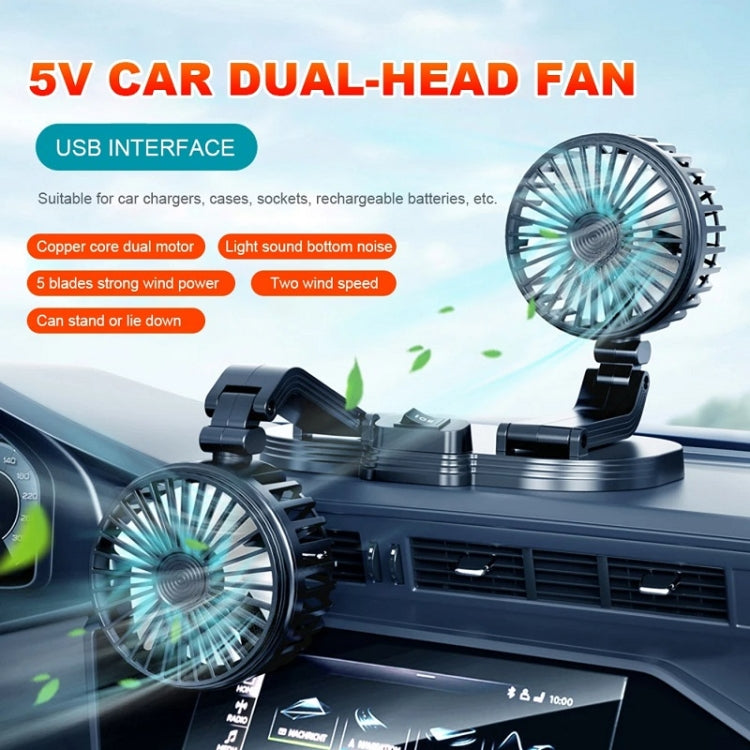5V USB Port Car Dual-head Fan Circulation Fan(Black) by buy2fix