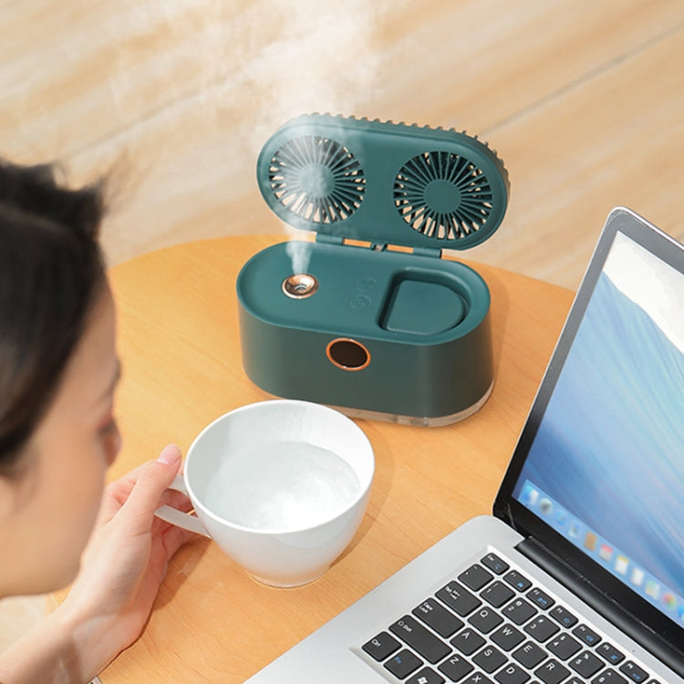 WT-818 Dual-leaf Spray Smart Digital Display Desktop Fan Night Light Humidification Cooler(White) by buy2fix