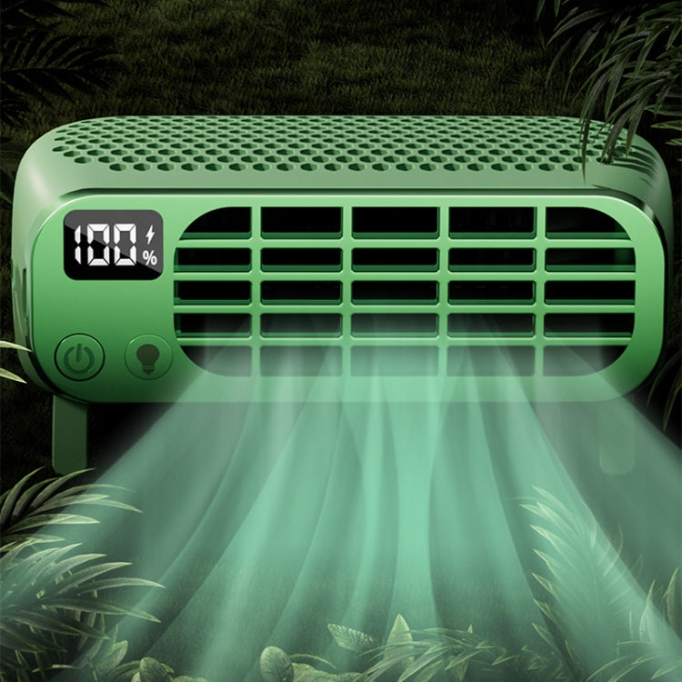 USB Charging Digital Display Portable Bladeless Outdoor Mini Night Light Fan(Green) by buy2fix