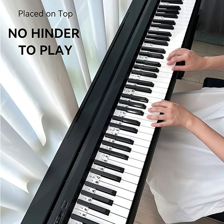 Silicone Piano Notes Guide Removable Piano Keyboard, Spec: 61 Keys White Bottom Color Text - Keyboard Accessories by buy2fix | Online Shopping UK | buy2fix