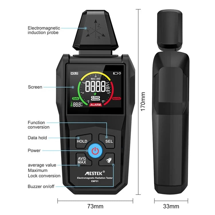 MESTEK EMF01 Electromagnetic Radiation Detector Highly Sensitive 3-Axis Sensing Probe - Radiation Detector by MESTEK | Online Shopping UK | buy2fix