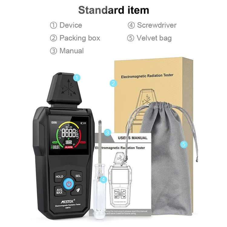MESTEK EMF01 Electromagnetic Radiation Detector Highly Sensitive 3-Axis Sensing Probe - Radiation Detector by MESTEK | Online Shopping UK | buy2fix