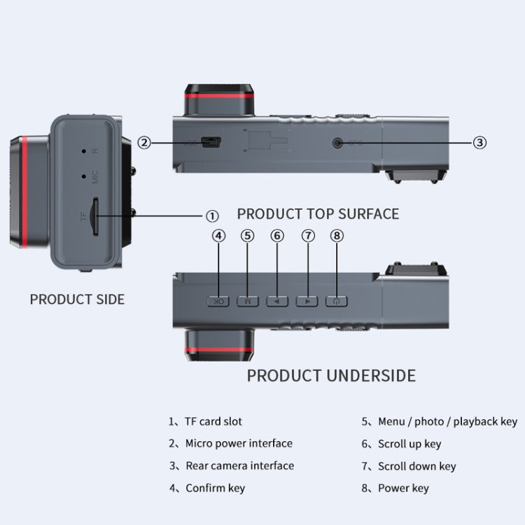 3 Camera Lens 3-inch IPS Screen WiFi Car Dash Cam 1080P Night Vision Dash Camera for Cars 32G by buy2fix