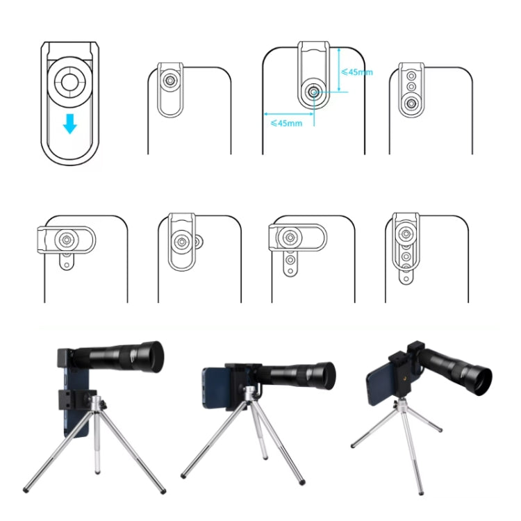 38X Mobile Phone Telephoto Lens Set Monocular Telescope With Tripod - Telescope & Microscope by buy2fix | Online Shopping UK | buy2fix