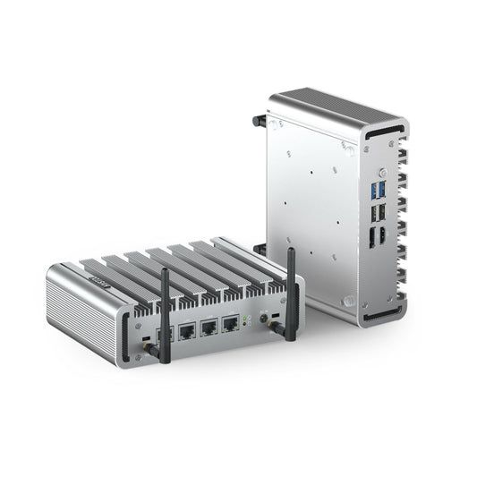 HYSTOU P09B-J4125-4L 8GB DDR4+128GB SSD Industrial Computer Soft Route From 2.5G Multi -Network HTPC Server Mini Console(With EU Adapter) by HYSTOU