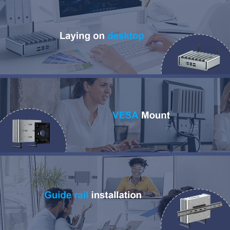 HYSTOU P09B-J4125-4L 8GB DDR4+128GB SSD Industrial Computer Soft Route From 2.5G Multi -Network HTPC Server Mini Console(With US Adapter) by HYSTOU