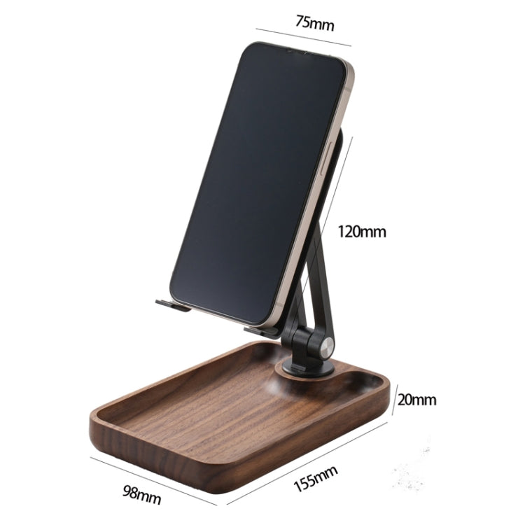Walnut Desktop Mobile Phone Stand Lifting Folding Tablet Holder with Tray Base - Desktop Holder by buy2fix | Online Shopping UK | buy2fix