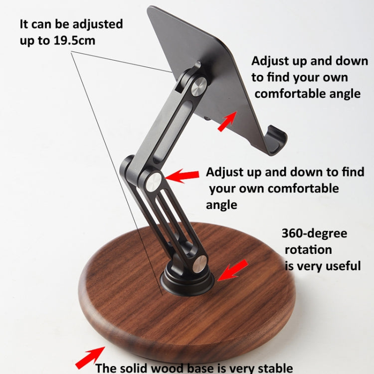 360 Degree Rotating Walnut Mobile Phone Holder Foldable Tablet Stand - Desktop Holder by buy2fix | Online Shopping UK | buy2fix