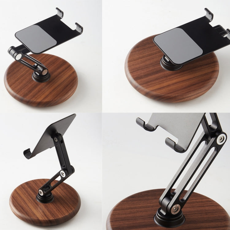 360 Degree Rotating Walnut Mobile Phone Holder Foldable Tablet Stand - Desktop Holder by buy2fix | Online Shopping UK | buy2fix