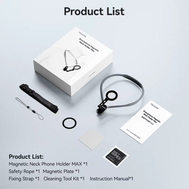 TELESIN MNM-002 Magsafe Magnetic Suction Mobile Phone Hanging Neck POV Viewing Angle Lazy Stand(Sky Blue) by TELESIN