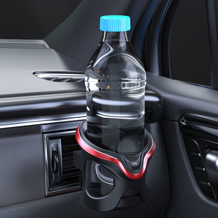 Car Cup Holder Air Conditioner Outlet Multifunctional Storage Rack, Color: Black Silver LED Light by buy2fix