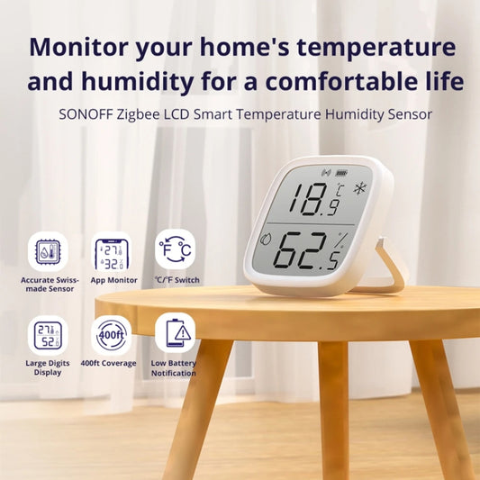 SONOFF SNZB-02D 2.5 inch LCD Smart Sensor Real-Time Monitoring Linkage by SONOFF