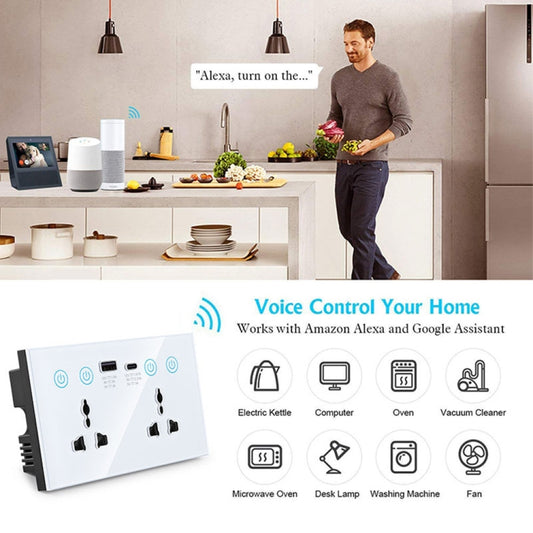 Graffiti Smart Socket With Switch USB+Type-C Dual Port Remote Control Socket, UK Plug, Style: Wifi White by buy2fix