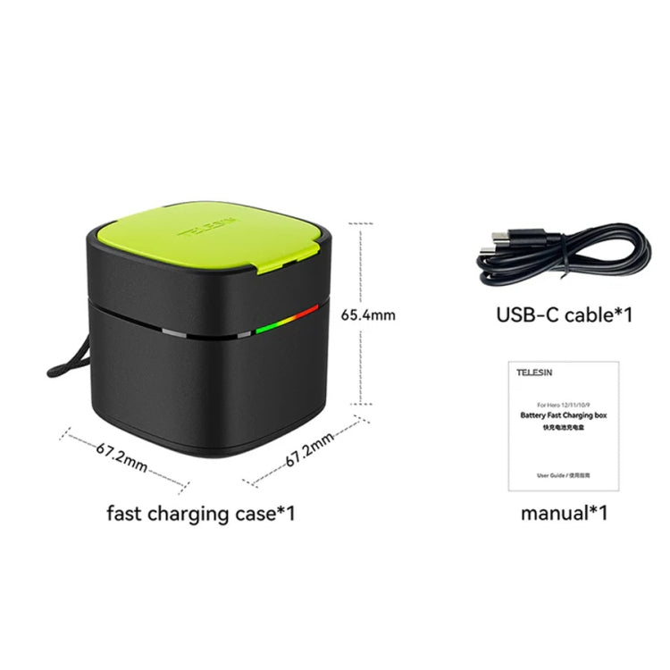 TELESIN GP-FCK-B11 Fast Charged Battery Storage Charging Box For GoPro HERO12 Black / HERO11 Black / HERO10 Black / HERO9 Black(Single Charging Box) by TELESIN