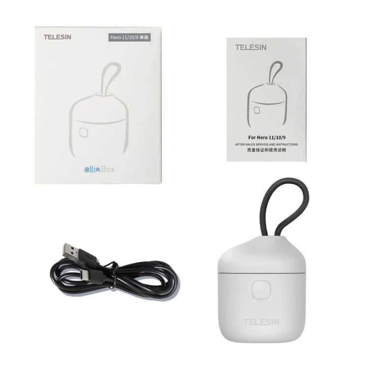 TELESIN GP-BTR-904-GY Storage Battery Charging Box For GoPro HERO12 Black / HERO11 Black / HERO10 Black / HERO9 Black(Allin Charging Box) by TELESIN