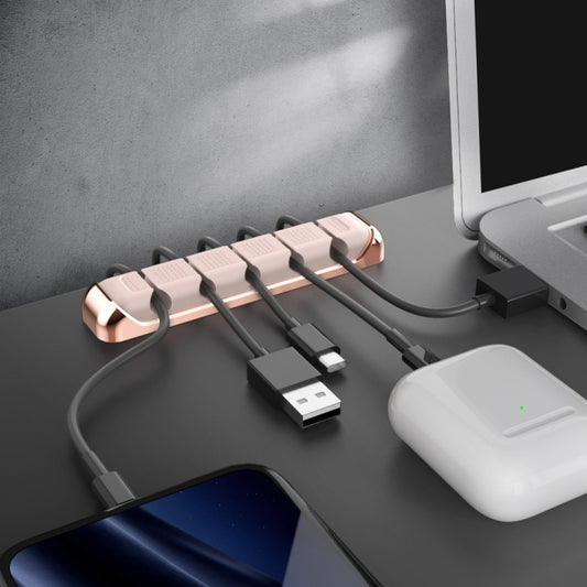 AhaStyle PT125 Aluminum Alloy + Silicone 5 Holes Position Cable Holder Desktop Data Cable Clip(Black) by AhaStyle