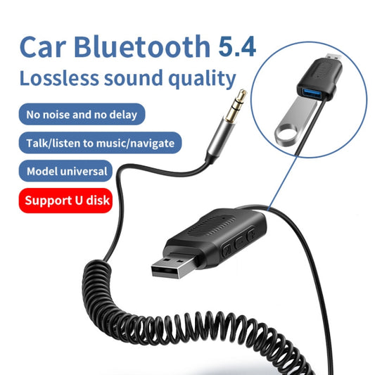 Bluetooth 5.4 Adapter Car Bluetooth Receiver Support U Disk Play AUX To USB by buy2fix