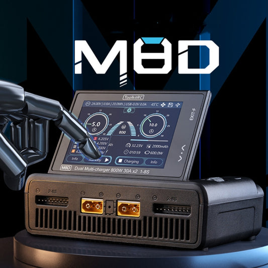 ToolkitRC M8D Colored Screen Dual Drone Aerial Powerful Balance Battery Charger(Black) by ToolkitRC