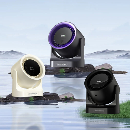 HX-F315 100-speed USB Charging Digital Display Wall-mounted Desktop Turbine Fan(Black) by buy2fix