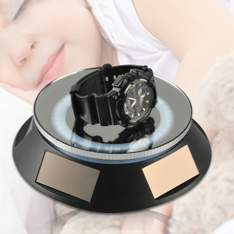 14cm Solar Energy Spinning Display Stand with LED Light for Jewelry Crystal Product Display, Style: White Transparent by buy2fix