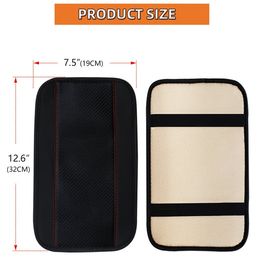 32x19cm PU Carbon Fiber Leather Central Armrest Box Cover Anti-slip Pad(Black) by buy2fix