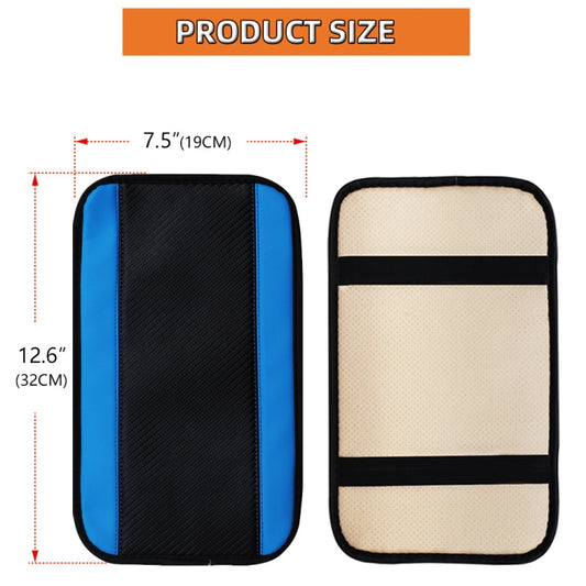 32x19cm PU Carbon Fiber Leather Central Armrest Box Cover Anti-slip Pad(Blue) by buy2fix