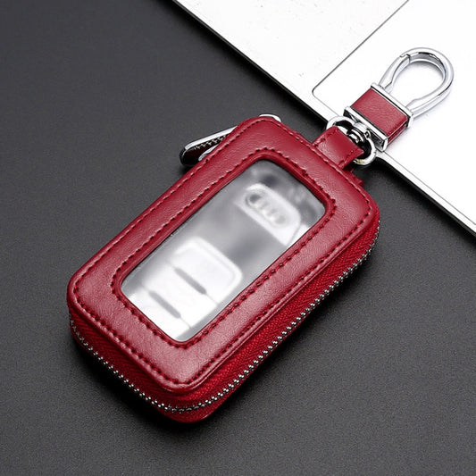 Car Remote Control Universal Visible Zipper Key Case(Claret) by buy2fix