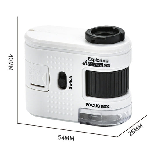 80X Children Mini Portable Microscope Student Antique Jewelry Identification Science Experiment Teaching Toy, Model: With Phone Clip by buy2fix