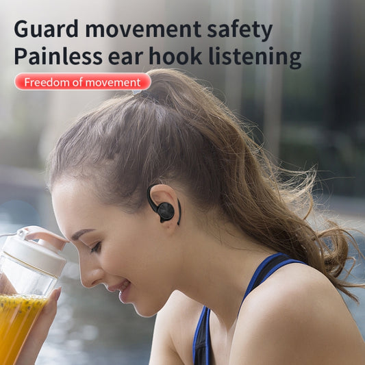 Stereo Hanging Ear Bluetooth Earphones With Digital Display Charging Compartment(Black) by buy2fix