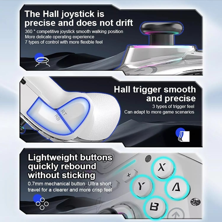 CM-619 Bluetooth Game Controller Programmable with RGB Lights for Switch / Steam Deck / PC / IOS / Android(White) - Gamepads by buy2fix | Online Shopping UK | buy2fix