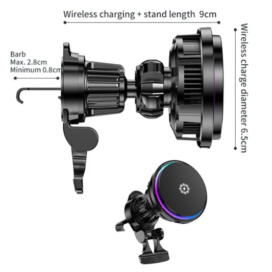 15W Car Wireless Charger Semiconductor Heat Dissipation Mobile Phone Holder RGB Light(Black) by buy2fix