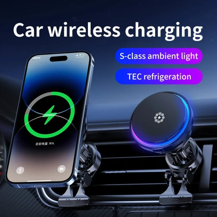 15W Car Wireless Charger Semiconductor Heat Dissipation Mobile Phone Holder RGB Light(Black) by buy2fix
