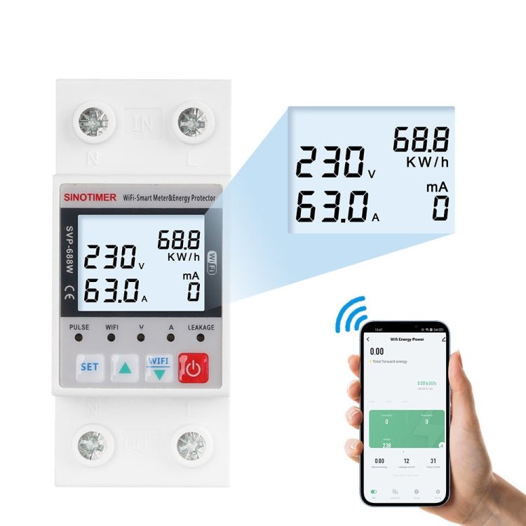 SINOTIMER SVP-688W-L TUYA APP WiFi Smart Circuit Breaker Over Under Voltage Protector - Other Tester Tool by SINOTIMER | Online Shopping UK | buy2fix