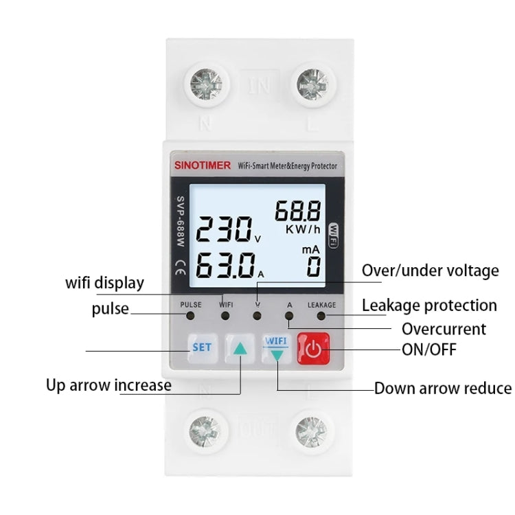 SINOTIMER SVP-688W-L TUYA APP WiFi Smart Circuit Breaker Over Under Voltage Protector - Other Tester Tool by SINOTIMER | Online Shopping UK | buy2fix