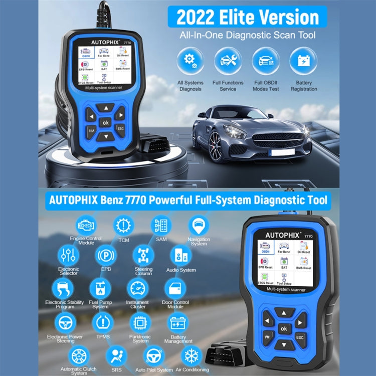 AUTOPHIX 7770 For Mercedes Benz Car Full System OBDII Diagnostic Tool Maintenance Tester by AUTOPHIX