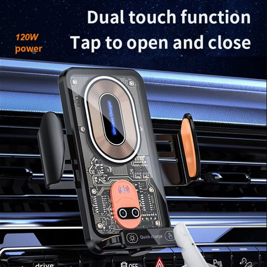120W Transparent Car Wireless Charger Cell Phone Holder Magnetic Fast Charger(Black) by buy2fix