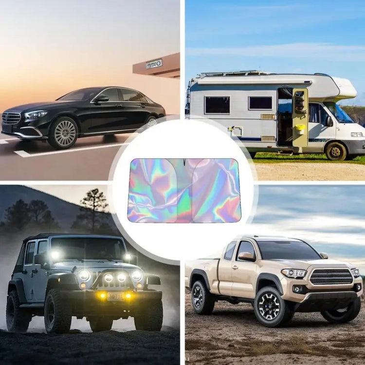 142x80cm Car Front Windshield Sunshade Colorful Laser Heat Insulation Sunscreen Sunshade Umbrella by buy2fix