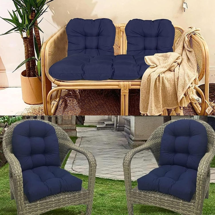 1pair 48 x 48cm Garden Patio Rattan Chair Waterproof Cushion Thick Soft Sofa Cushion(Navy Blue) by buy2fix