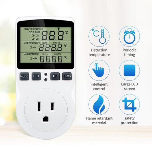 Intelligent Digital Thermostat Countdown Temperature Control Switch Socket Timing Temperature Controller(US) by buy2fix