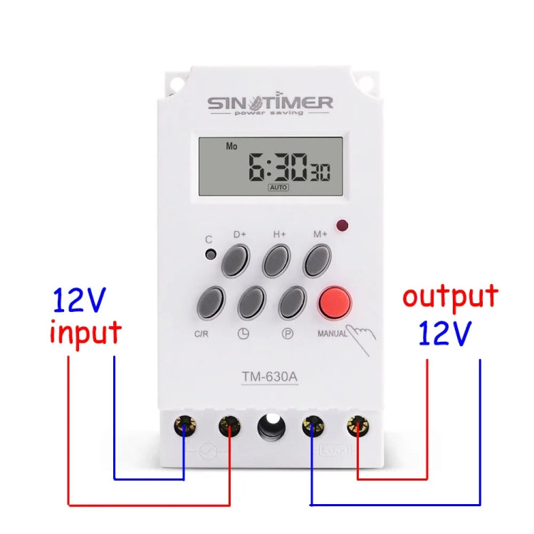 SINOTIMER TM630A-4 12V DC Timer Switch Din Rail Digital Weekly Programmable Time Relay - Switch by SINOTIMER | Online Shopping UK | buy2fix