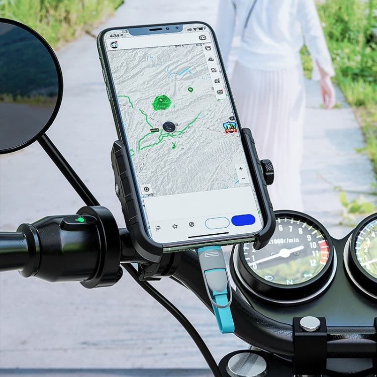 Kewig M8 Motorcycle Navigation Phone Holder Outdoor Riding Charging Bracket(Black) by Kewig
