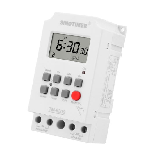 SINOTIMER TM630S-2 220V 30A Timer Switch 1 Second Interval Weekly Programmable Time Relay by SINOTIMER