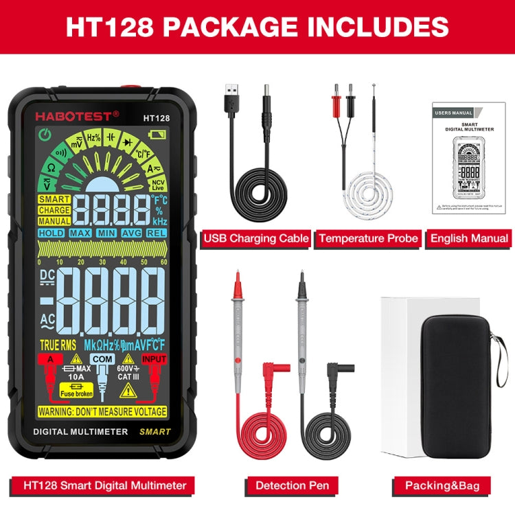 HABOTEST Automatic Range Digital Display Ultra-Clear Intelligent Current Multimeter by HABOTEST