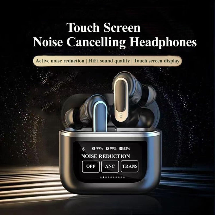 V8 Smart Color Screen Touch ANC Active Noise Reduction Wireless Bluetooth Earphones(Black) - TWS Earphone by buy2fix | Online Shopping UK | buy2fix