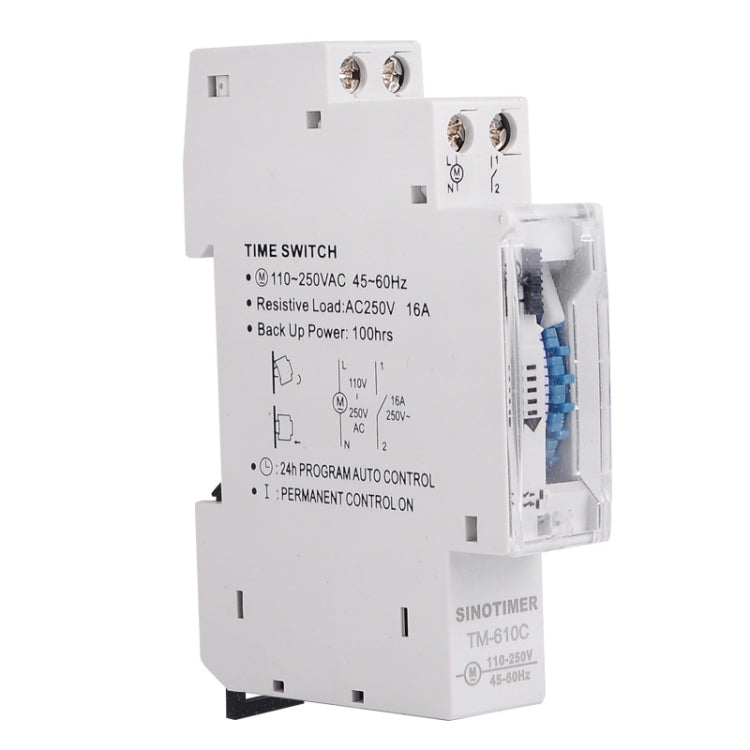 SINOTIMER TM610C 110-250V 16A Quartz Mechanical Timer 24 Hours Programmable Din Rail Relay - Switch by SINOTIMER | Online Shopping UK | buy2fix