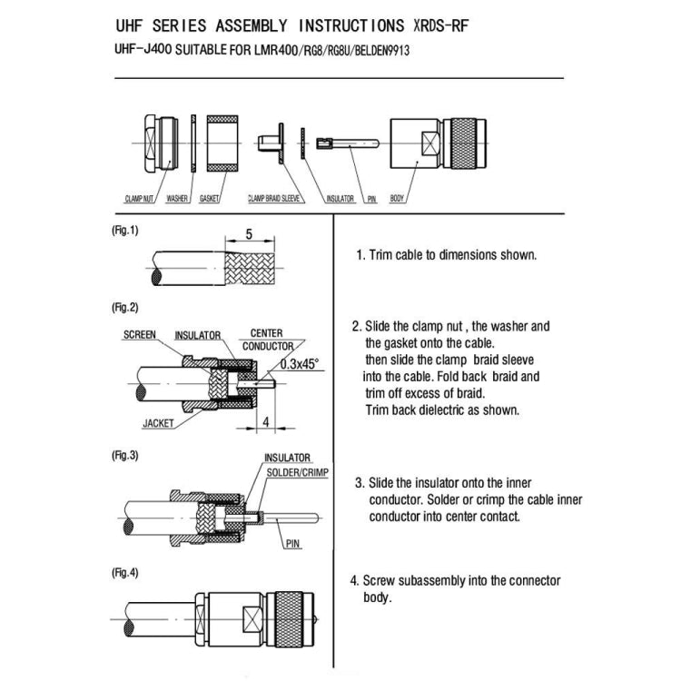 All Copper UHF Male RF Coaxial Connector For LMR400 / RG8 / RG8U / KMR400 / Belden 9913 / 7D-FB Coaxial Cable by buy2fix