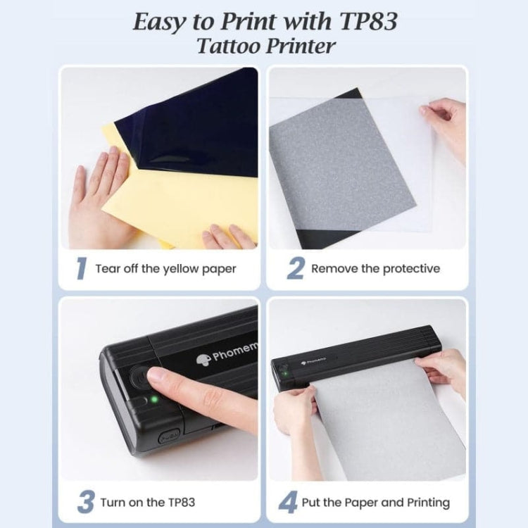 Phomemo TP83-BK Wireless Tattoo Stencil Printer With 10pcs Transfer Paper(Black) by Phomemo
