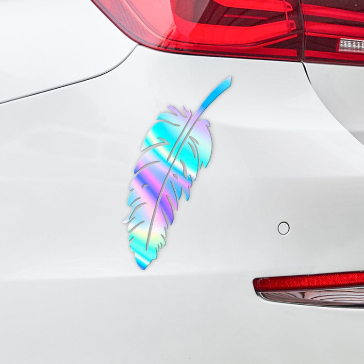 7pcs / Set Car Feather Scratch Decal 3D Reflective Bumper Stickers(Colorful Radium Color) by buy2fix