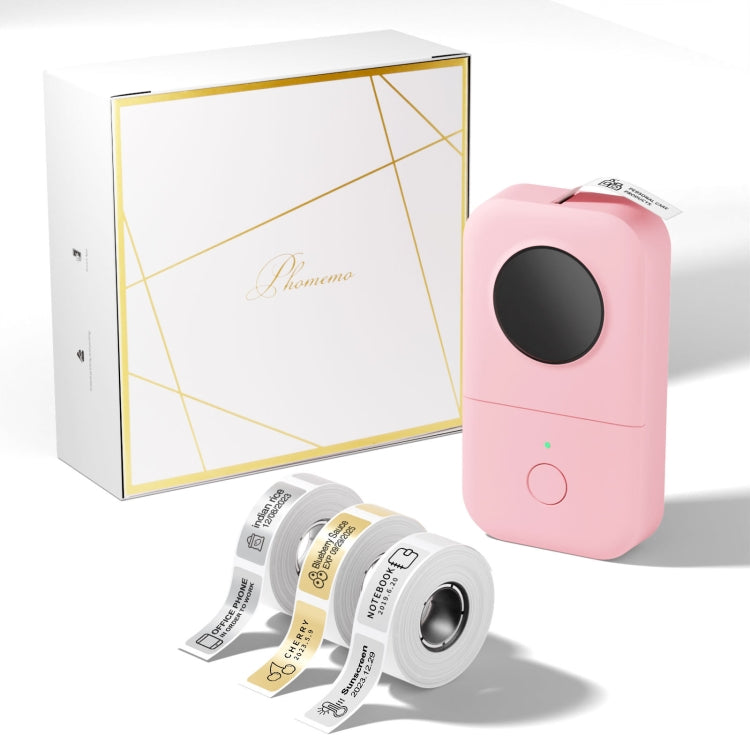 Phomemo D30 Thermal Label Printer Portable Bluetooth Mini Label Maker Machine With 3 Rolls Paper Pink - Receipt Printers by Phomemo | Online Shopping UK | buy2fix